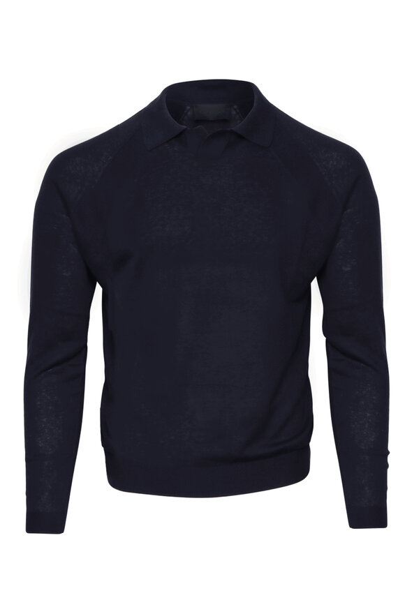 Robert Comstock Navy Long Sleeve Polo