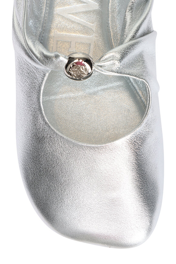 Loewe Pebble Soft Silver Leather Ballerina Flat - view 4