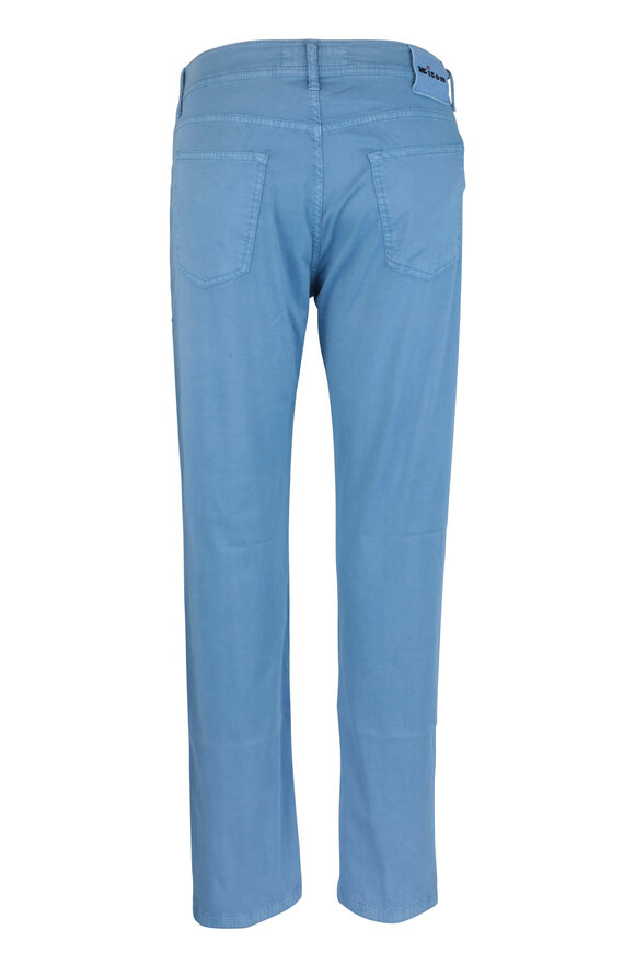 Kiton - Light Blue Stretch Cotton & Silk Five Pocket Pant