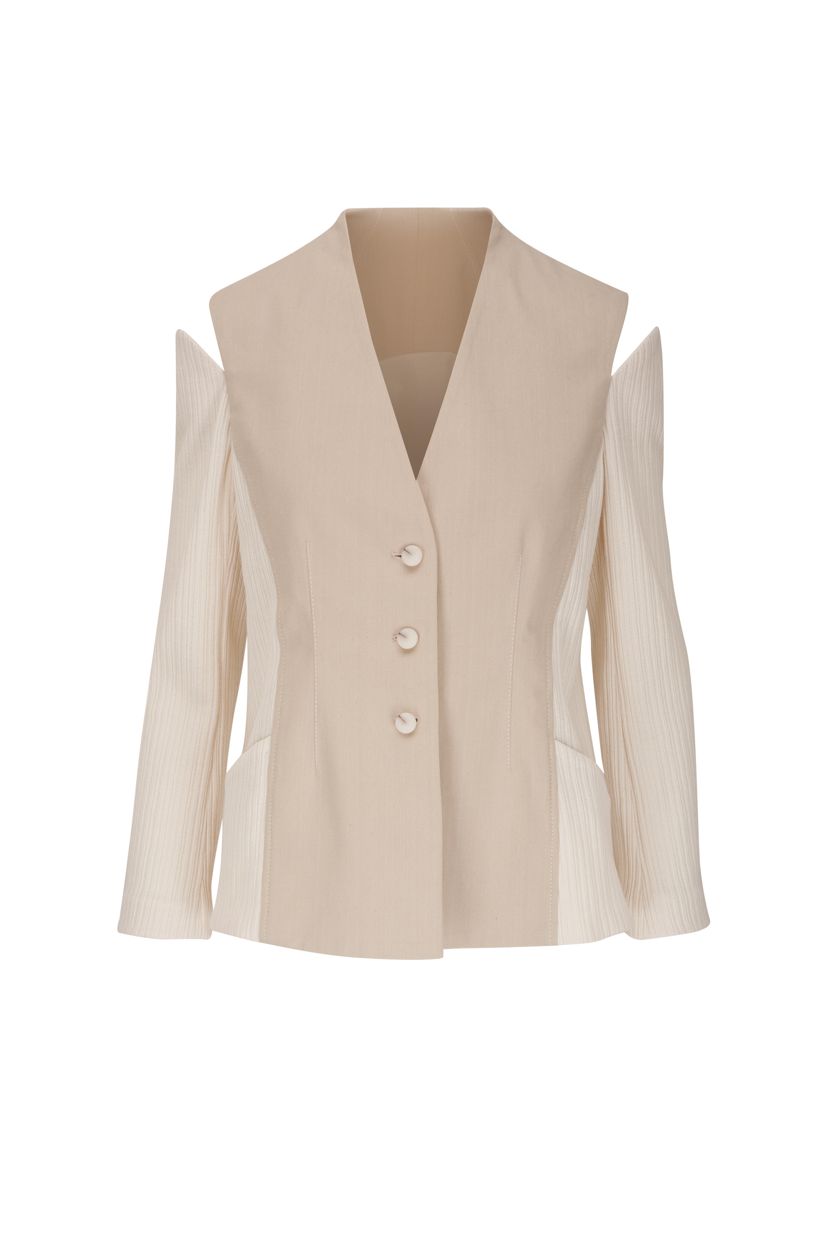 KZ_K Studio - Oud Bone, Cream & White Form Mixed Media Jacket