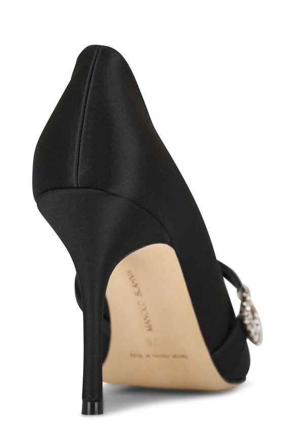 Manolo Blahnik - Ramima Black Satin Buckle Pump, 90mm 