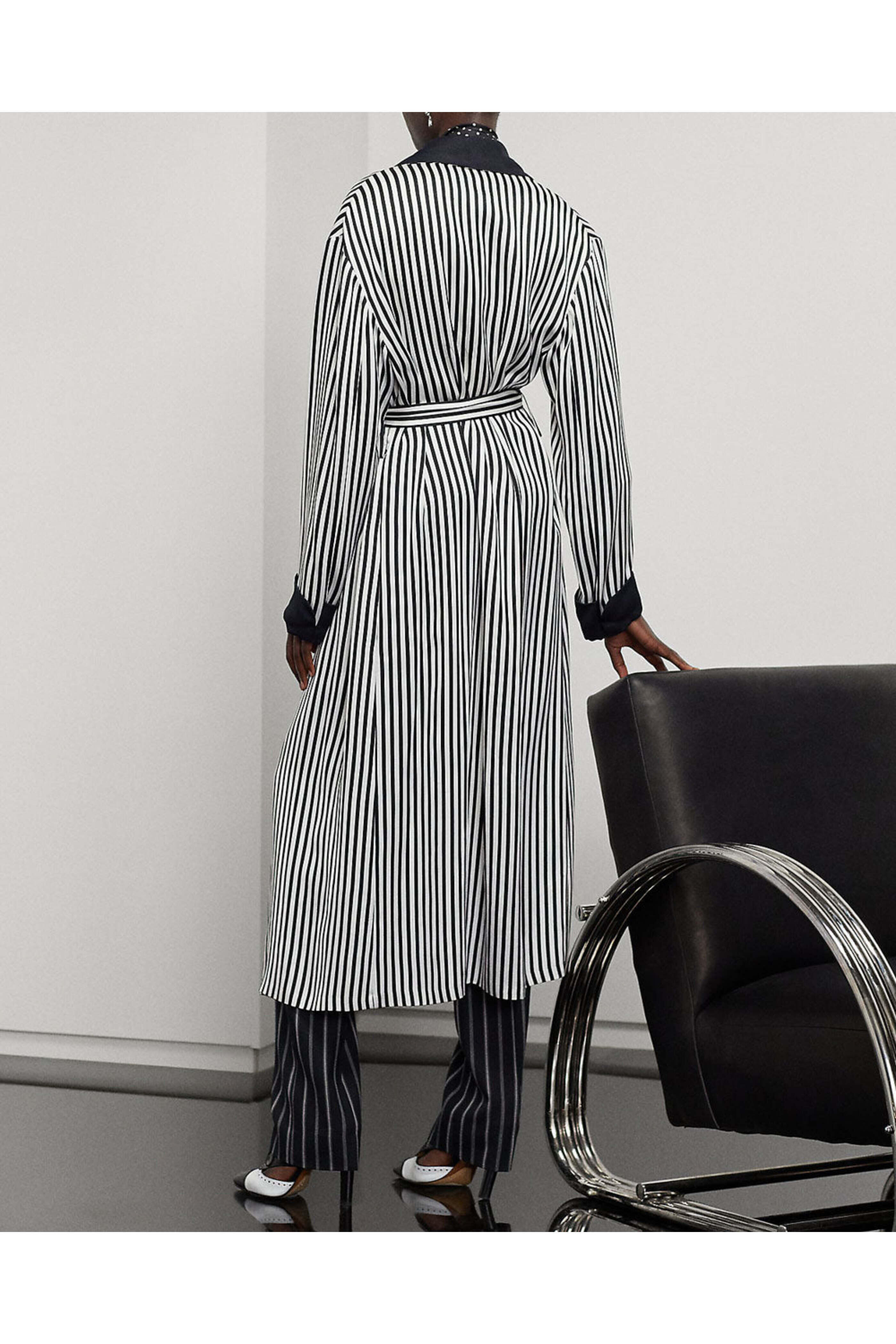 Ralph Lauren - Black and White Stripe Kalpita Coat