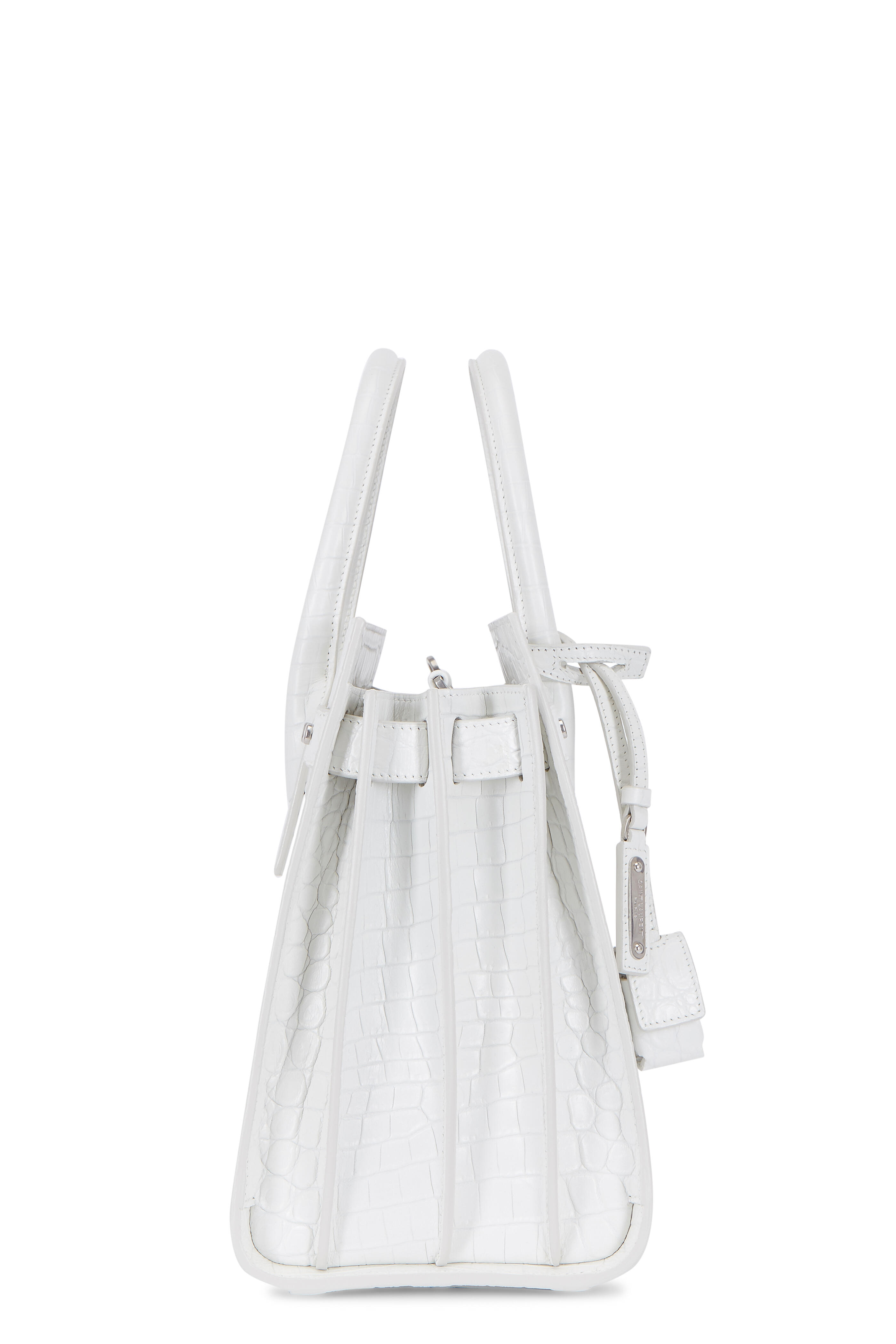 Saint Laurent - Sac De Jour White Crocodile Embossed Small Tote