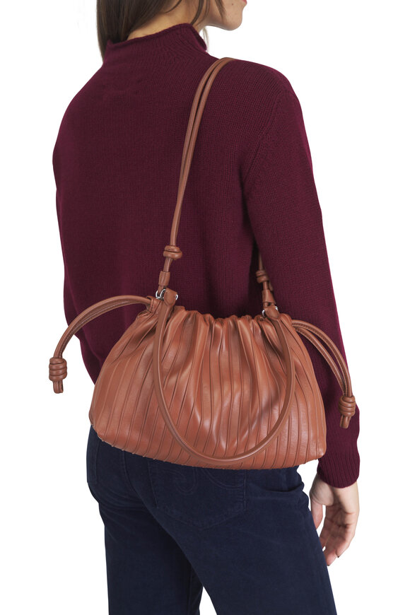 Loewe Medium Flamenco Pecan Pleated Leather Clutch - view 2