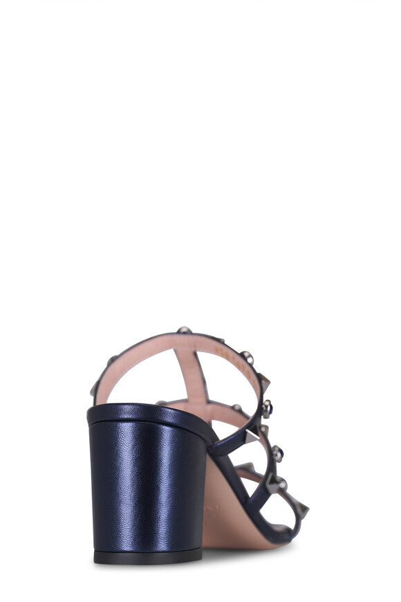 Valentino Garavani Indigo Rockstud Metallic Leather Sandal, 60mm - view 4