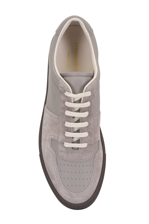 Common Projects BBall Slim Gray Leather & Suede Sneaker - view 4