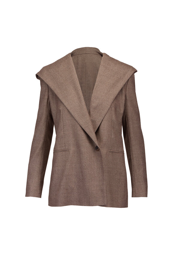 Ralph Lauren Stassie Birdseye Taupe Tweed Jacket - view 1