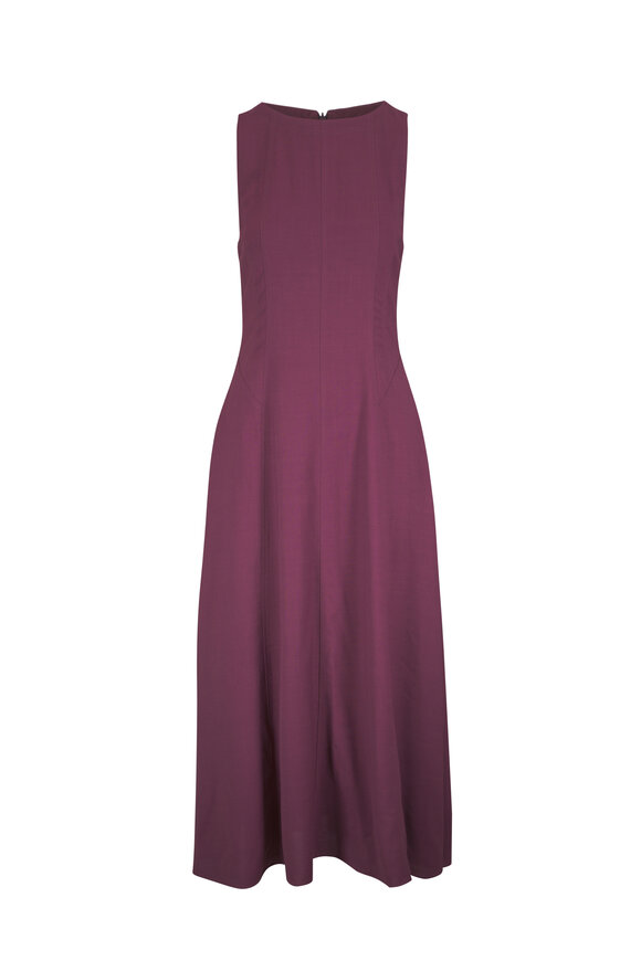 Brunello Cucinelli Cabernet Fluid Twill Midi Dress