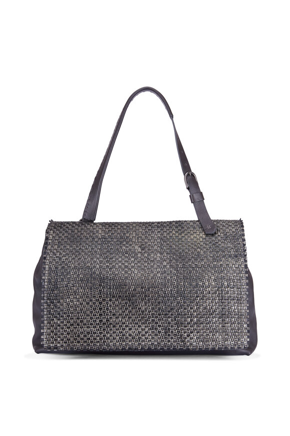 Henry Beguelin - Taupe Leather Deconstructed Woven Shoulder Bag