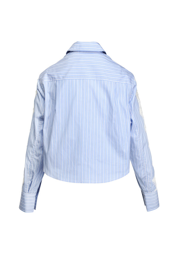 Simkhai Renata Oxford Blue Lace Cropped Blouse - view 2
