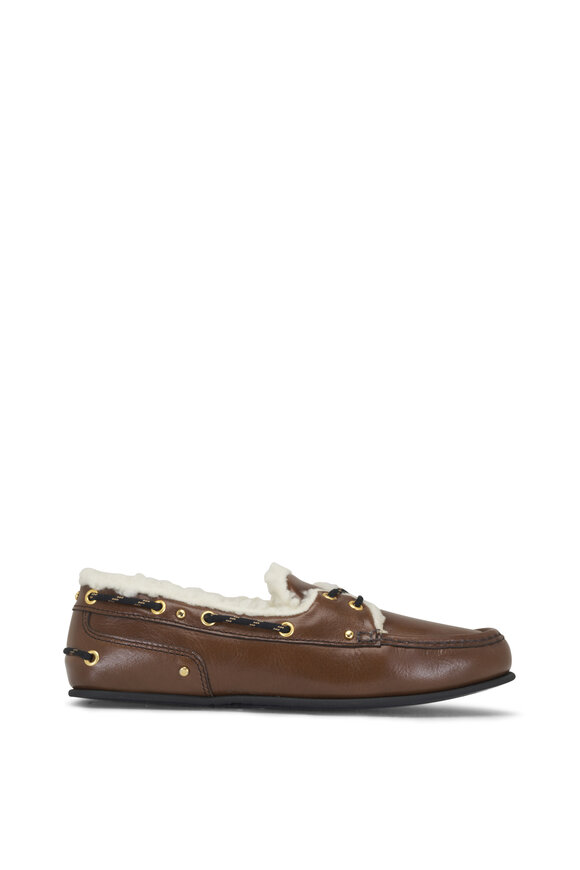 Dorothee Schumacher - On Deck Brown Leather & Shearling Boat Shoe