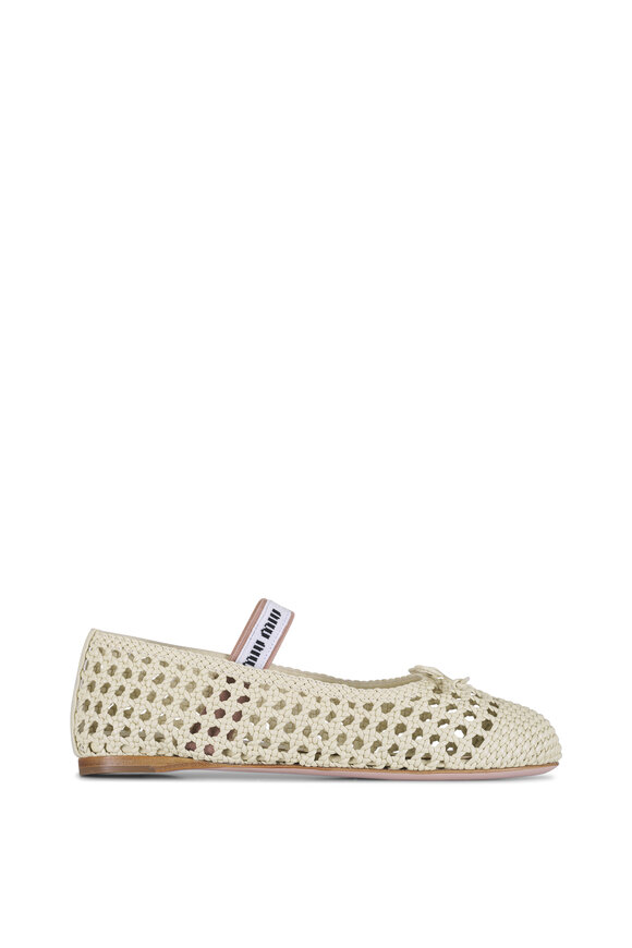 Miu Miu Ivory Woven Mary Jane Ballet Flat - view 3