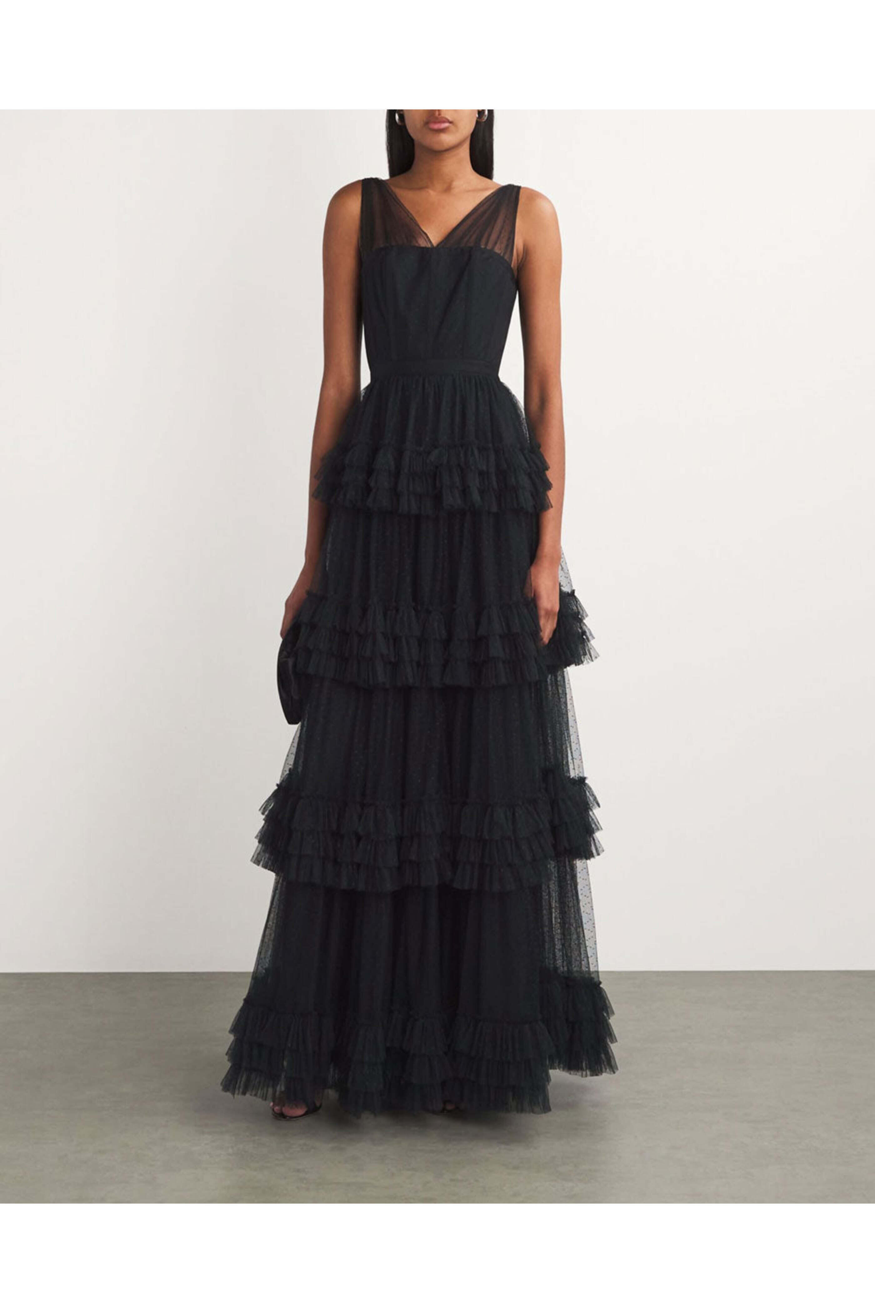 Huishan Zhang - Black Tulle Caitlin Gown