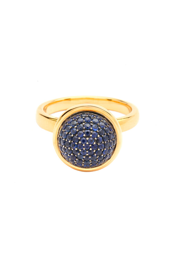 Syna - Yellow Gold Blue Sapphire Bauble Stack Ring