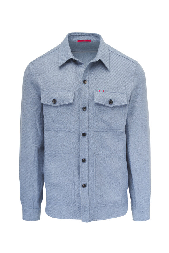 Isaia Slate Blue Cashmere Overshirt