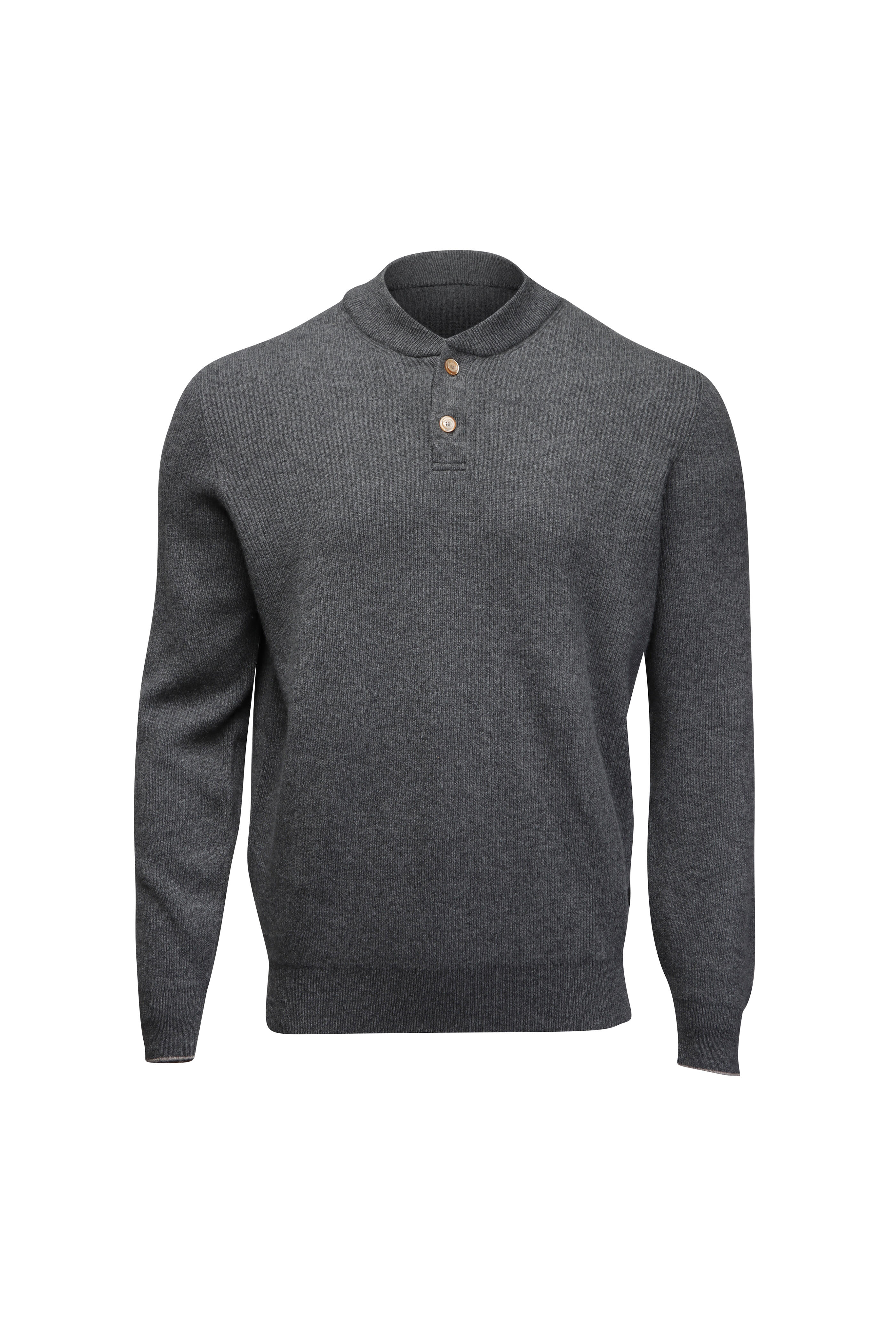 Brunello Cucinelli - Dark Grey Cashmere Henley