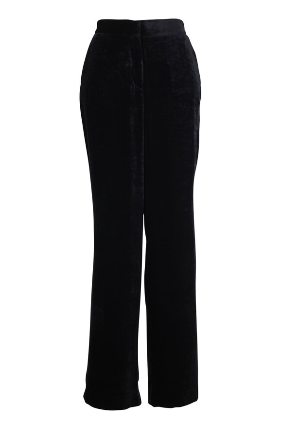 Lela Rose Molly Black Crushed Velvet Pant - view 1