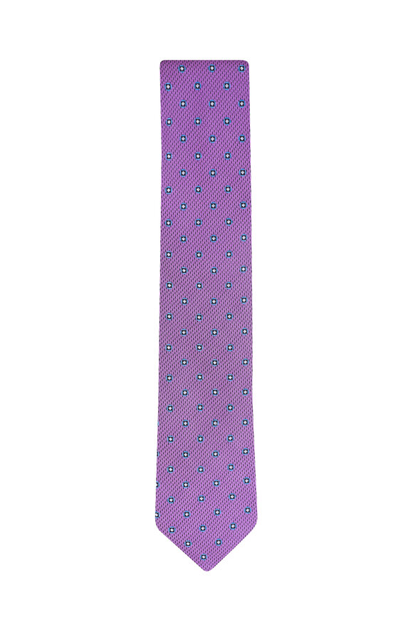 Canali Purple & Blue Medallion Silk Necktie