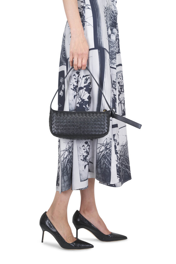 Bottega Veneta Nodo Black Intrecciato Leather Shoulder Bag - view 2