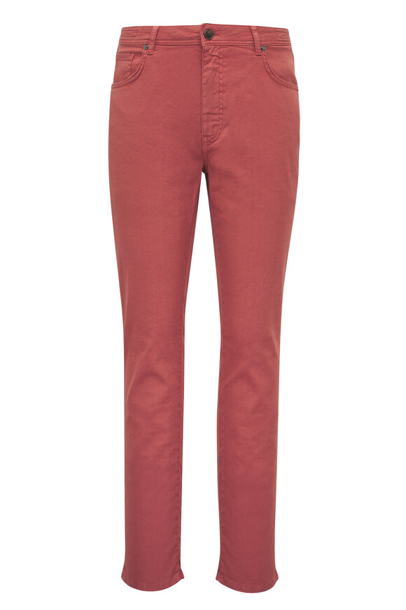 Barmas Rust Linen & Cotton Stretch Five Pocket Pant