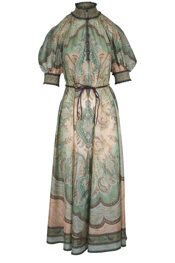 Zimmermann Wanderlust Teal Multicolor Billow Dress