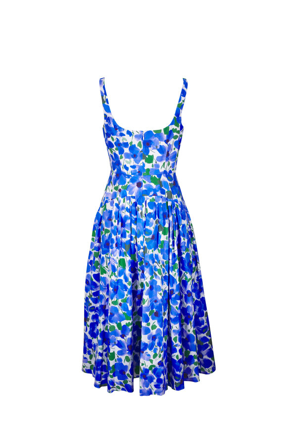 Carolina Herrera - Delphinium Floral Scoopneck Midi Dress