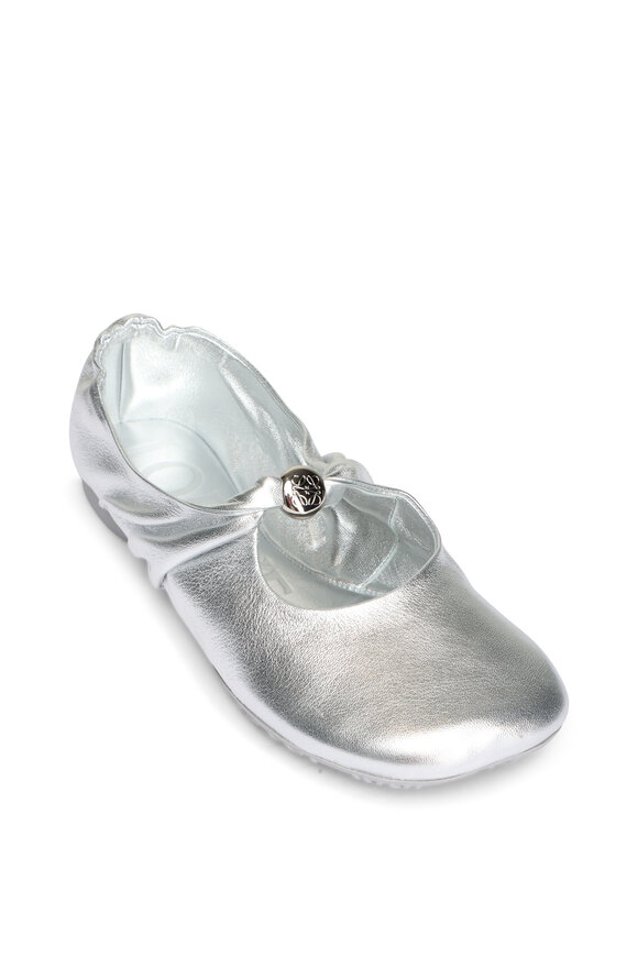 Loewe Pebble Soft Silver Leather Ballerina Flat