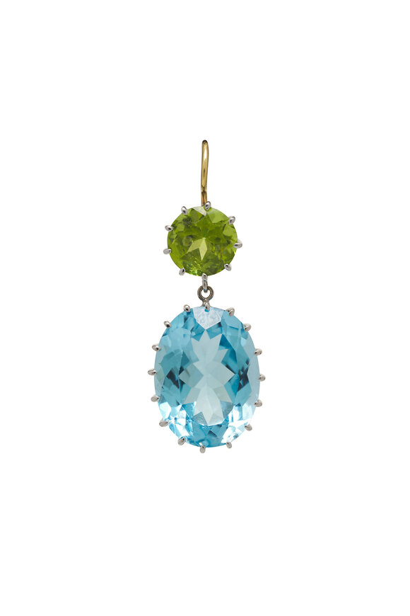 Renee Lewis - Blue Topaz & Peridot Drop Earrings