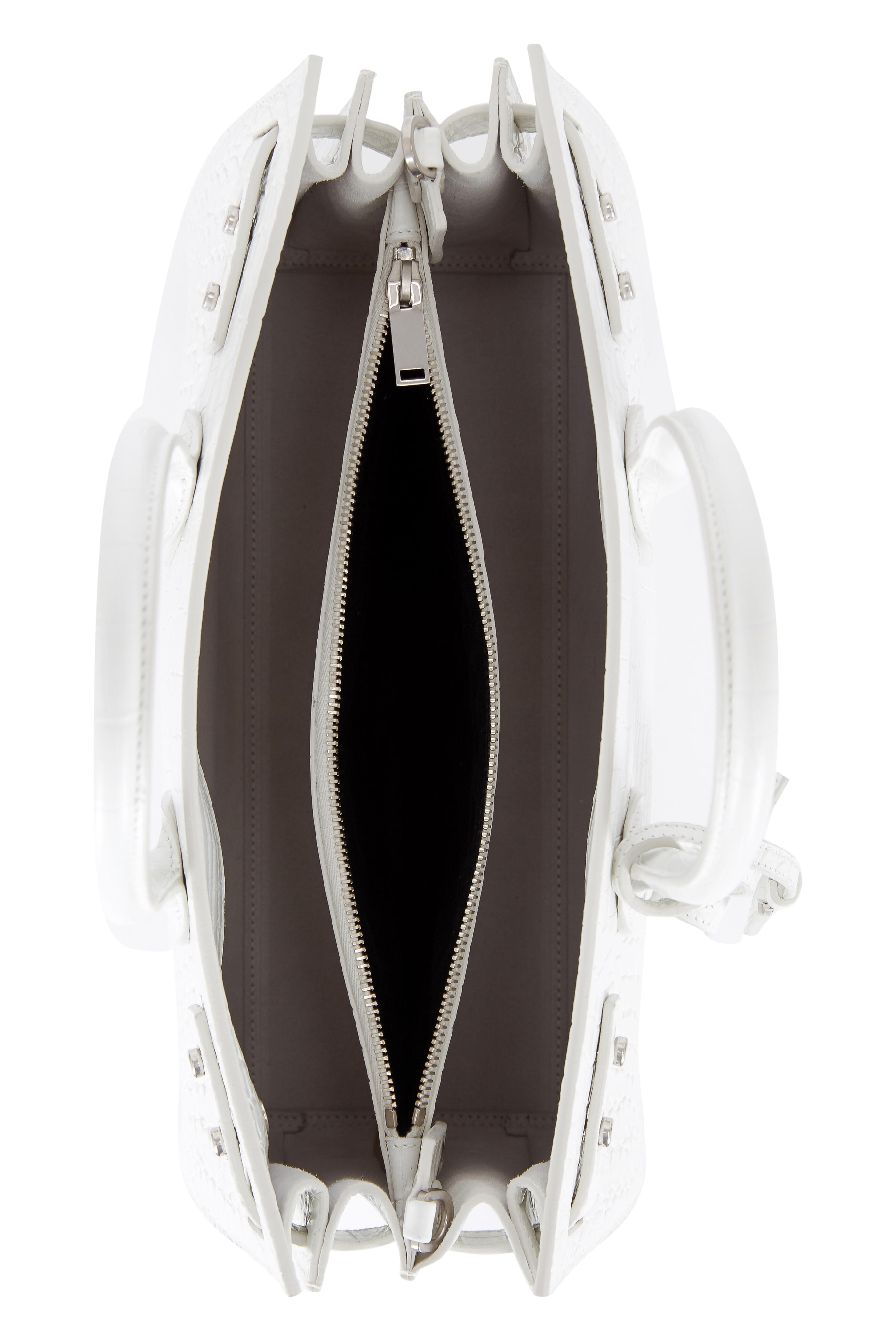 Saint Laurent - Sac De Jour White Crocodile Embossed Small Tote