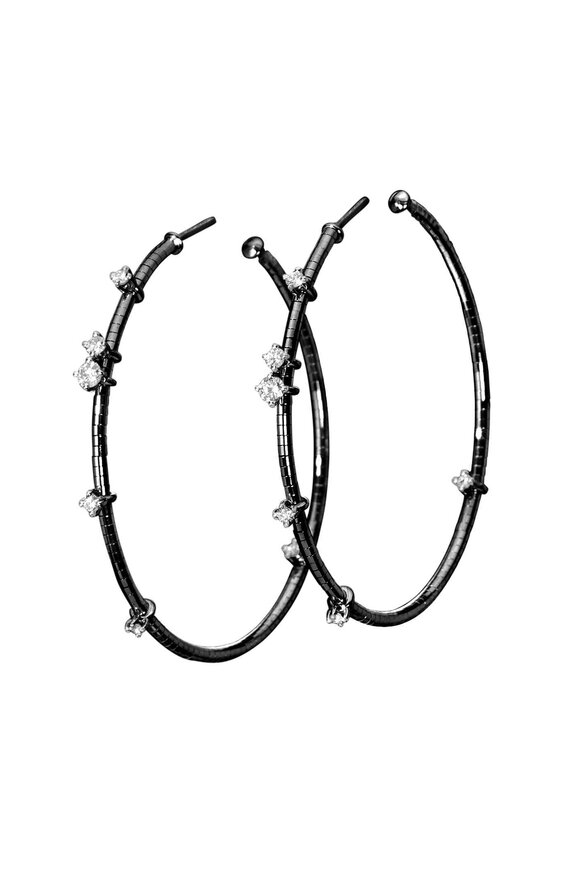 Mattia Cielo Rugiada Diamond Black Gold Flexible Hoops