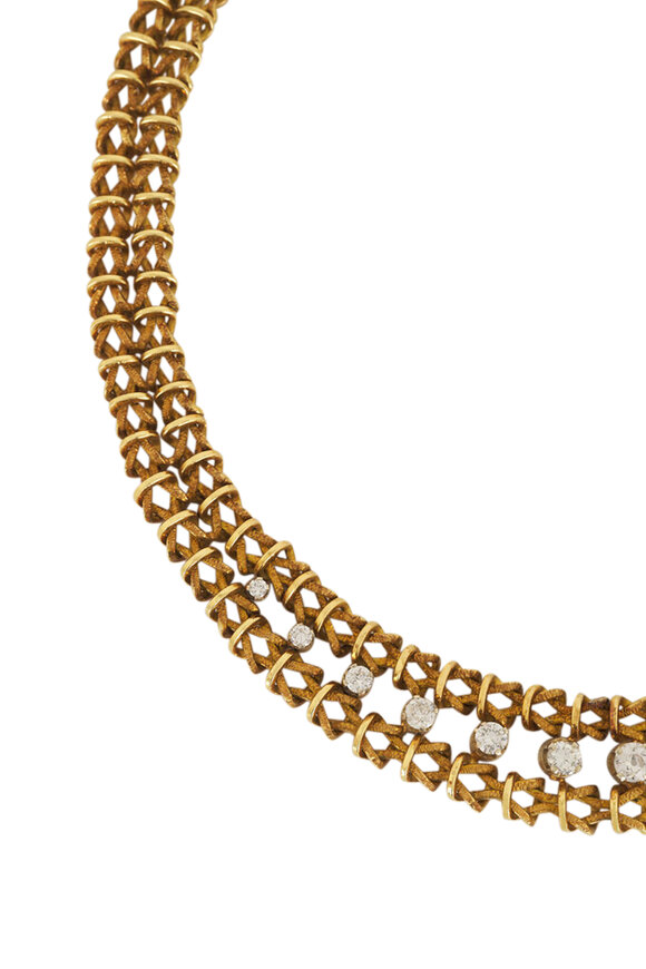 Estate Jewelry - Italian Vintage Diamond Twist Link Necklace