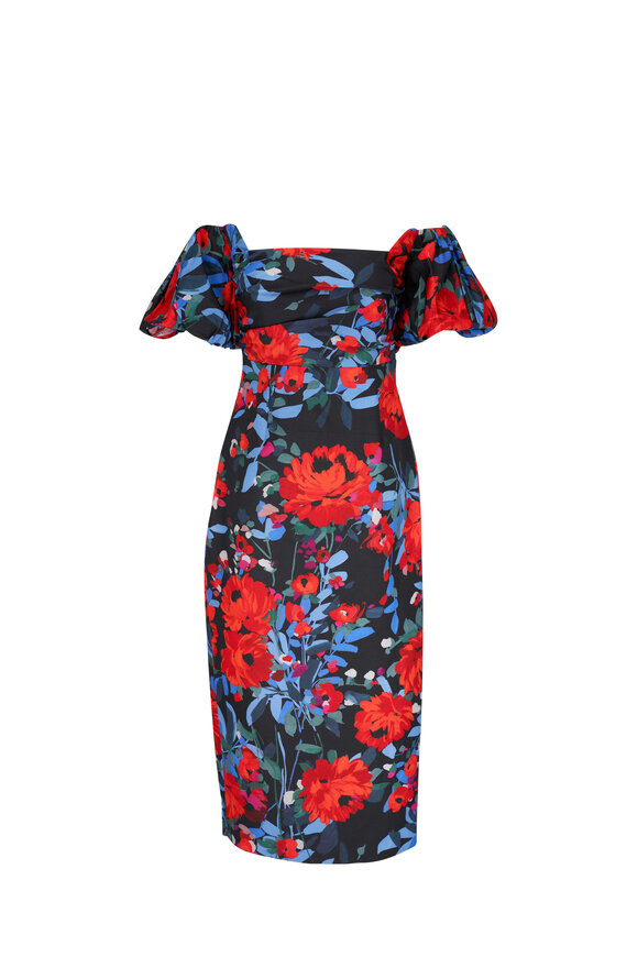 Milly carolina floral discount cap-sleeve sheath dress