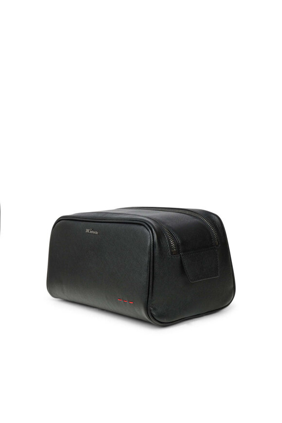Kiton Black Double Zip Saffiano Leather Dopp Kit - view 3