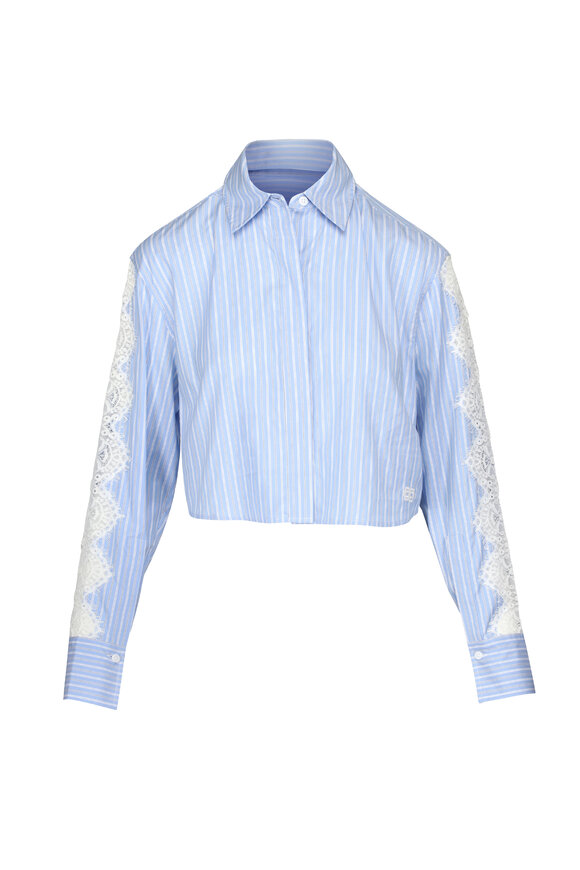 Simkhai Renata Oxford Blue Lace Cropped Blouse