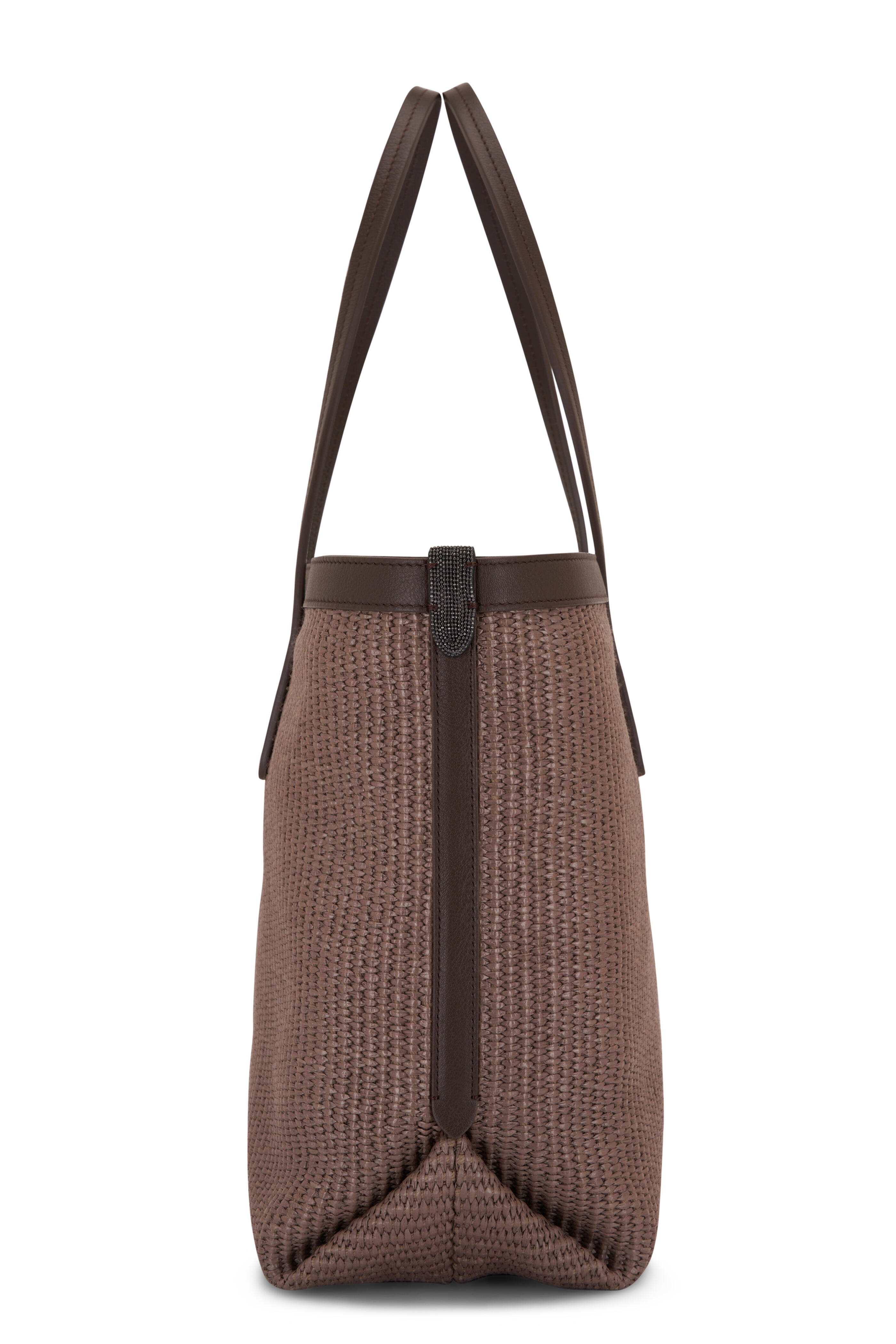Brunello Cucinelli - Ice Raffia & Brown Leather Trim Large Tote