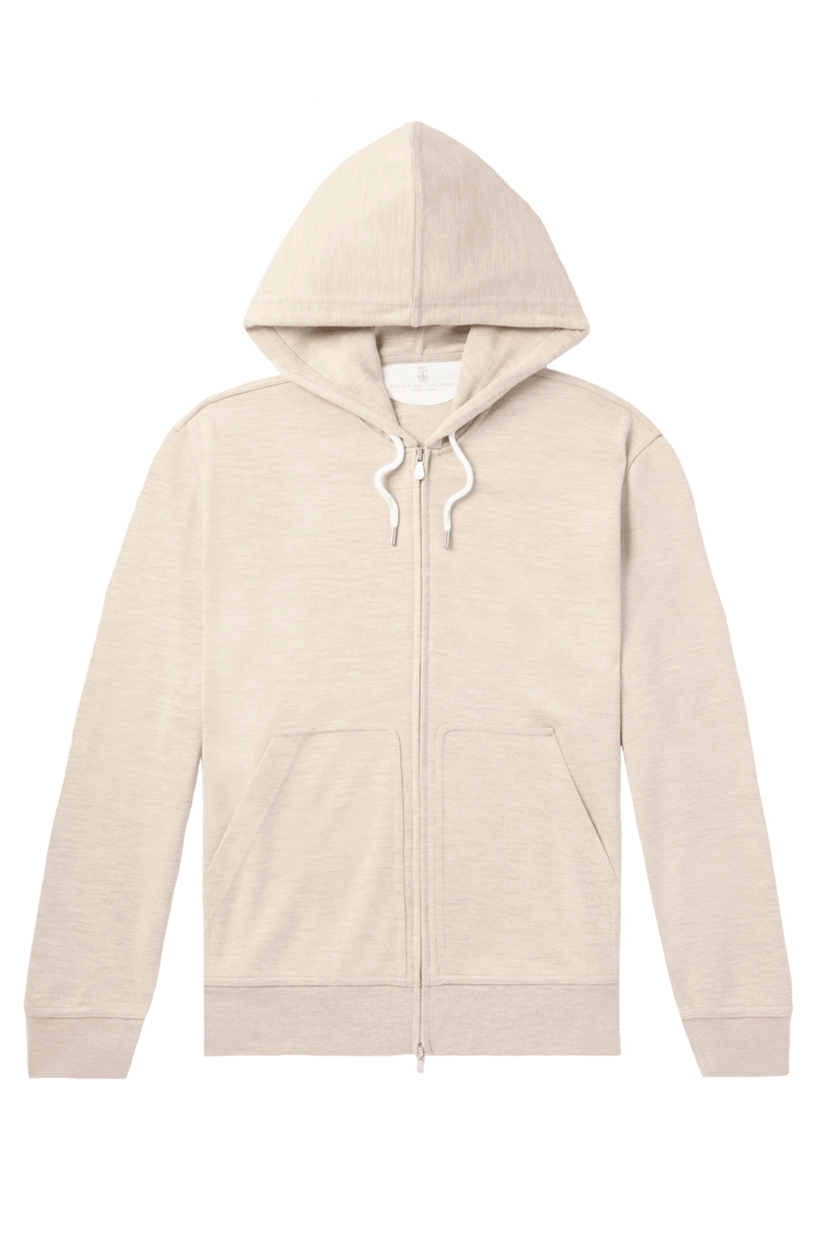 Brunello Cucinelli - Sand Jersey Zip Hoodie | Mitchell Stores