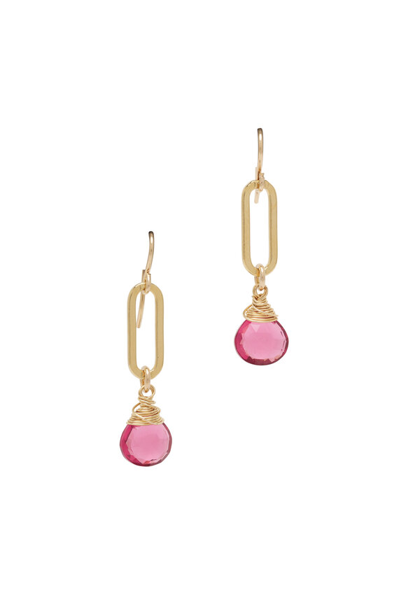 Cristina V. Brio Link Wire Wrap Pink Quartz Earrings