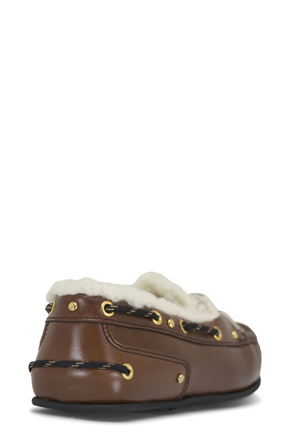 Dorothee Schumacher - On Deck Brown Leather & Shearling Boat Shoe