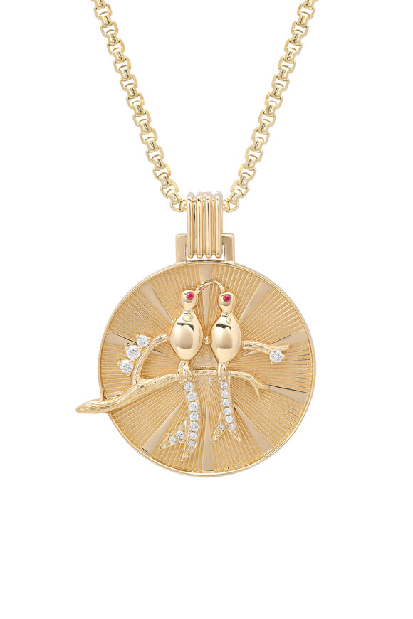 Helena Rose 14k Yellow Gold Lovebirds Medallion Pendant - view 1