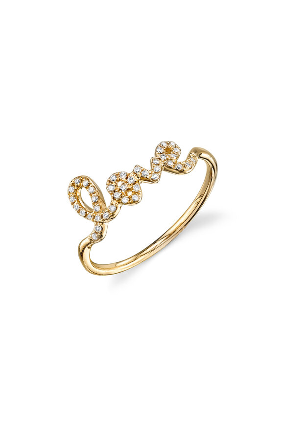 Sydney Evan 14K Yellow Gold Love Script Ring - view 1