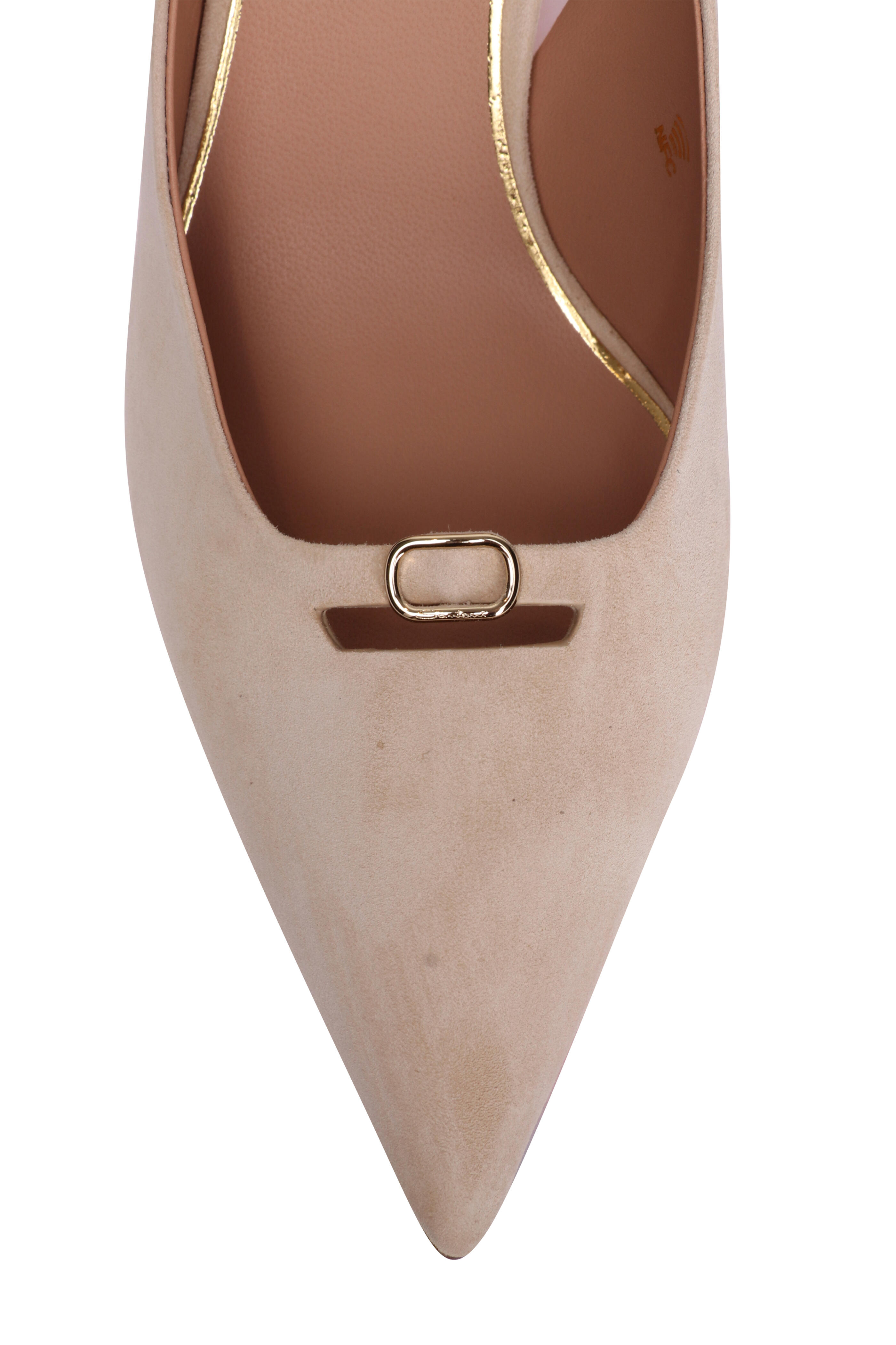 Santoni - Sabine Beige Suede Slingback Pump, 55mm