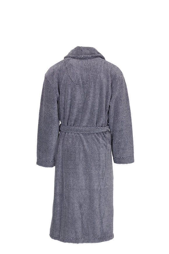 Majestic - Navy Herringbone Plush Fleece Robe