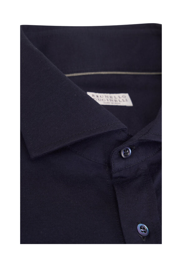 Brunello Cucinelli Navy Jersey Sport Shirt - view 2