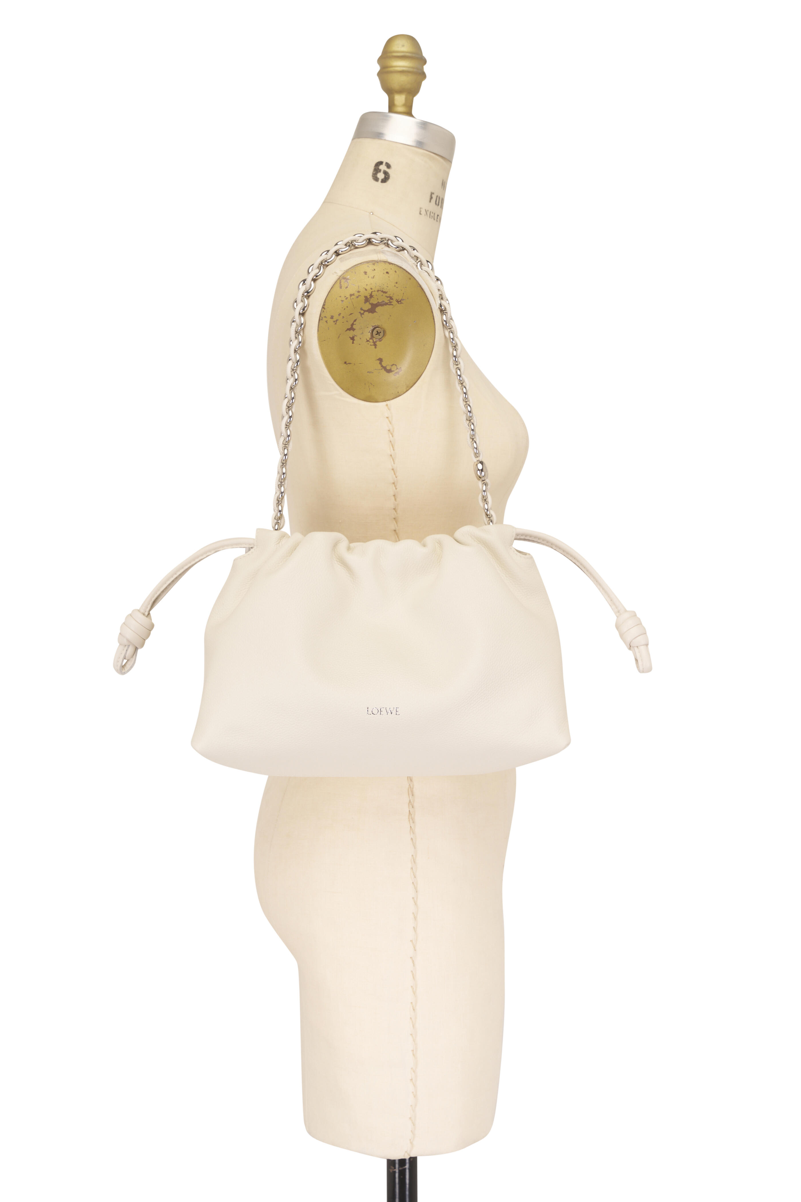 Loewe - Medium Flamenco Soft White Leather Clutch - view 5