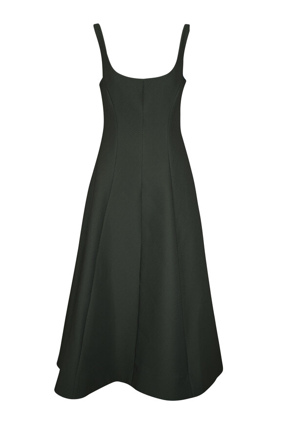 Lela Rose Forest Textured Satin Midi Dress