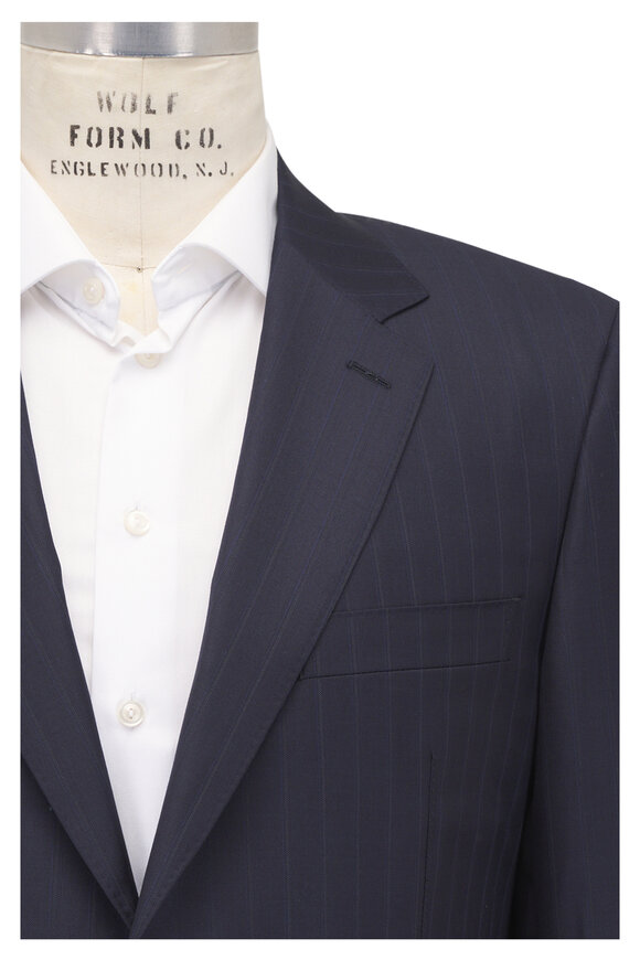 Canali Navy Subtle Stripe Wool Suit