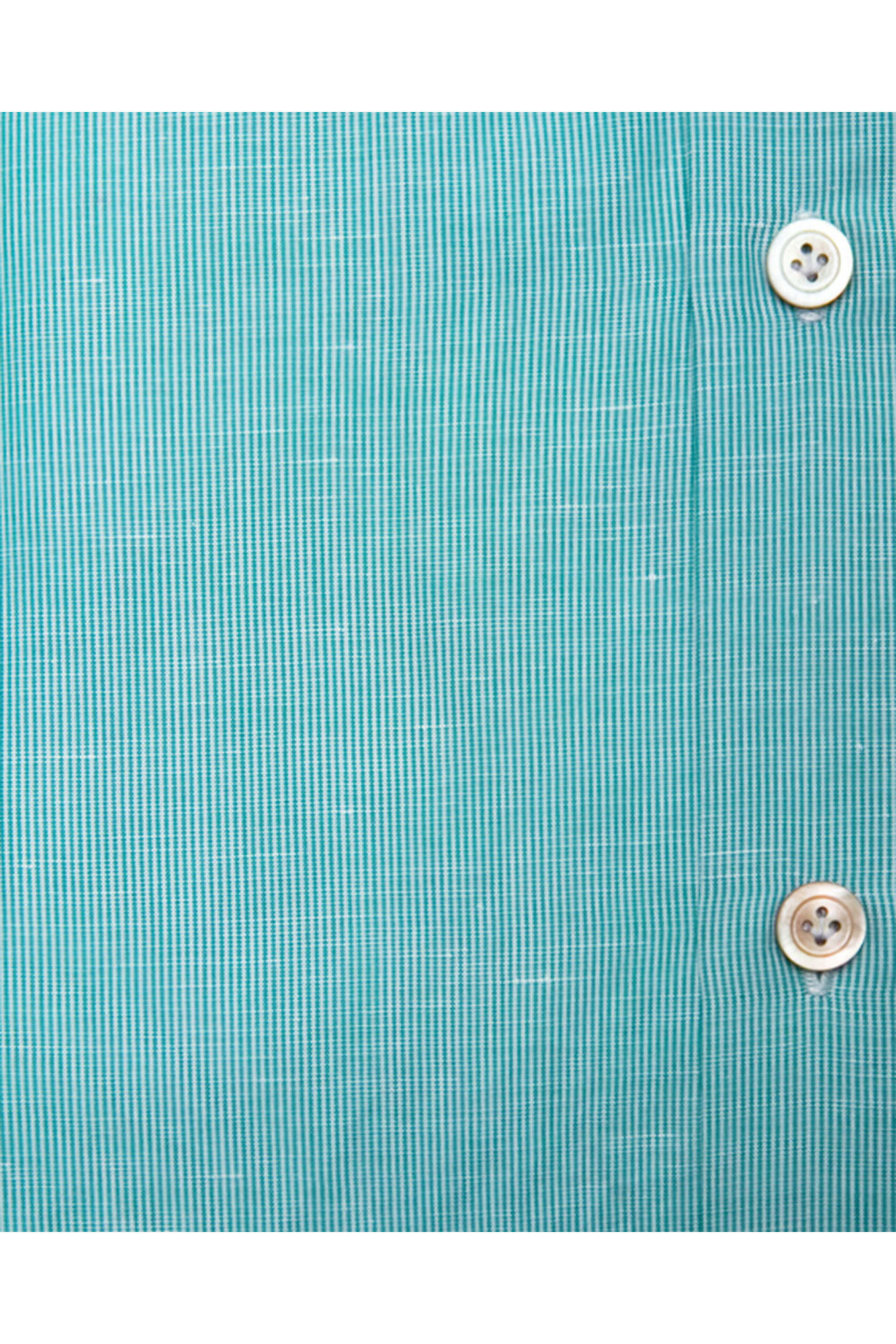 Kiton - Green and White Bengal Stripe Linen Sportshirt