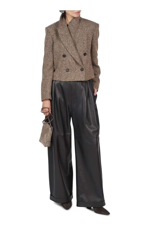 Brunello Cucinelli Beige Herringbone Sequin Embellished Crop Jacket - view 2