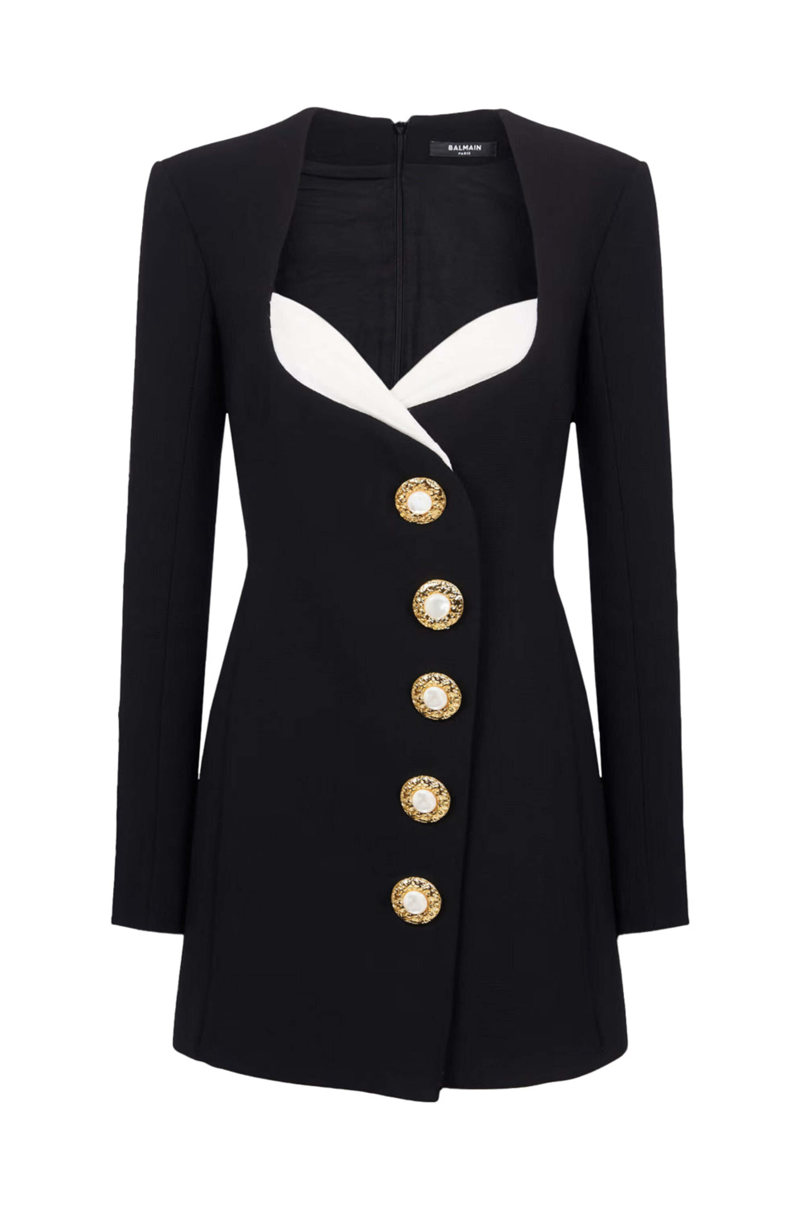Balmain - Noir and Blanc Tailored Button Mini Dress