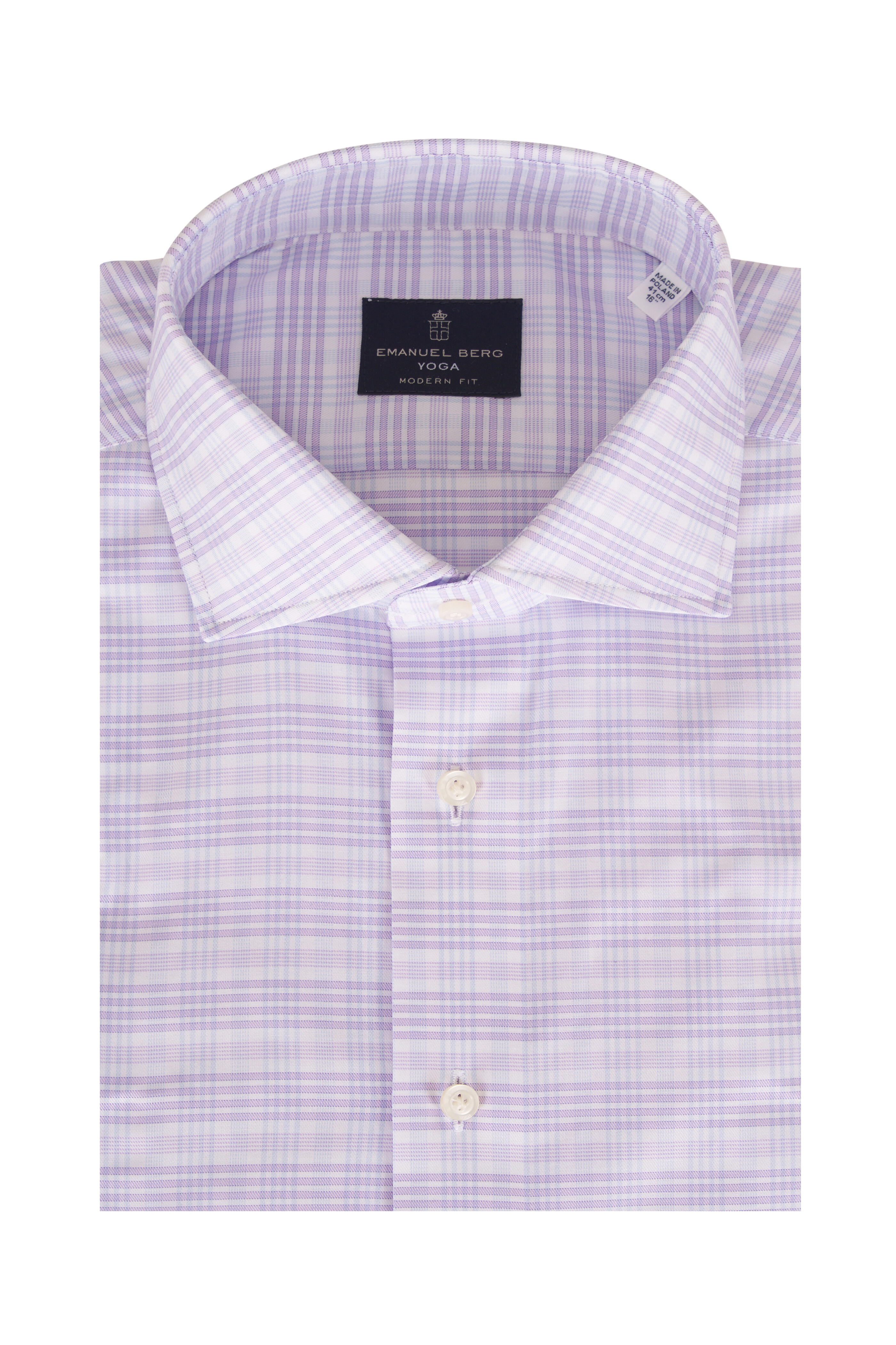 Emanuel Berg - Yoga Lavender Check Cotton Dress Shirt